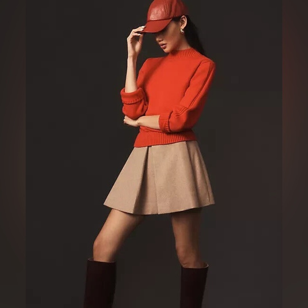 MARE MARE Anthropologie Red Brown Twofer Mock Neck Sweater Dress Size XL